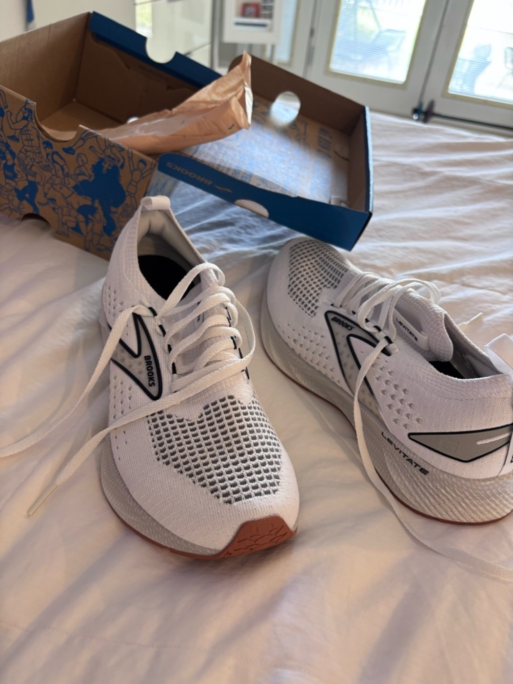 Brooks Women's Levitate Running Sneakers — White with Silver Accents - Picture 2 of 6
